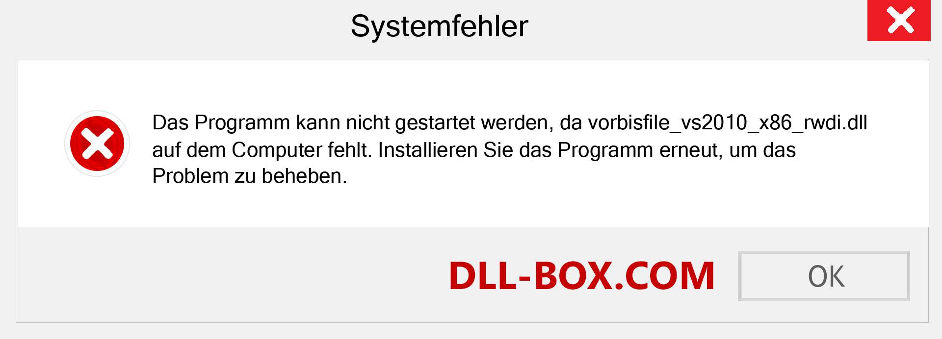 vorbisfile_vs2010_x86_rwdi.dll-Datei fehlt?. Download für Windows 7, 8, 10 - Fix vorbisfile_vs2010_x86_rwdi dll Missing Error unter Windows, Fotos, Bildern